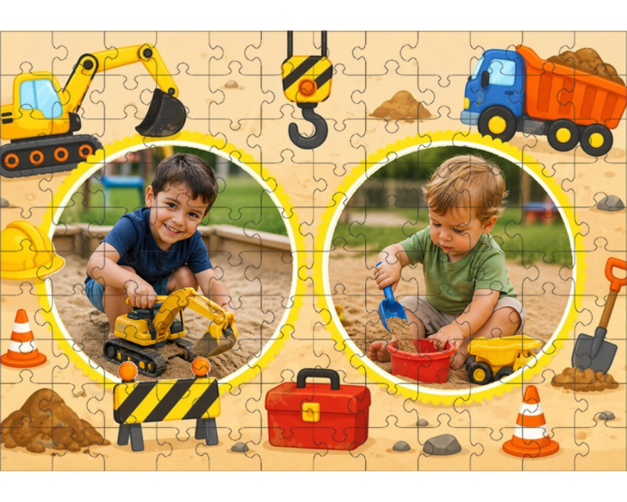 120 Piece Custom Construction Puzzle - 2 Photos